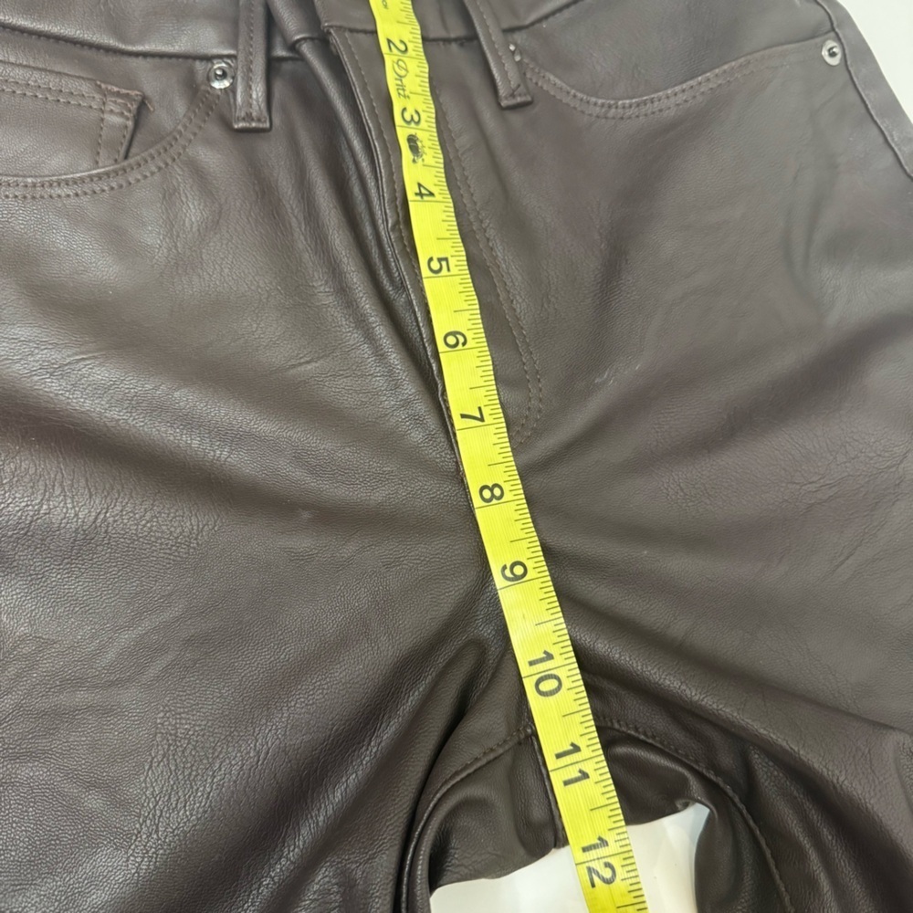 Good American Faux Leather Moto Style Pants Chocolate Brown Size 2 / 26 FLAW - Picture 7 of 10